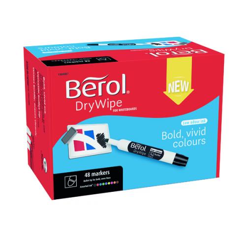 Berol Drywipe Marker Bullet Tip Assorted [Pack of 48]