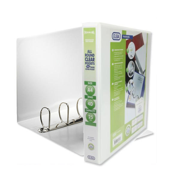 Elba A4 25mm 4 D-Ring Presentation Binder White [Pack of 10]