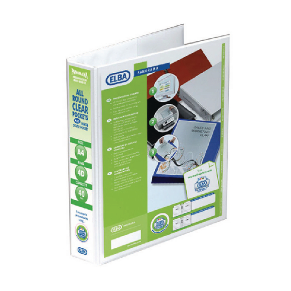 Elba A4 40mm 4 D-Ring Presentation Binder White [Pack of 10]