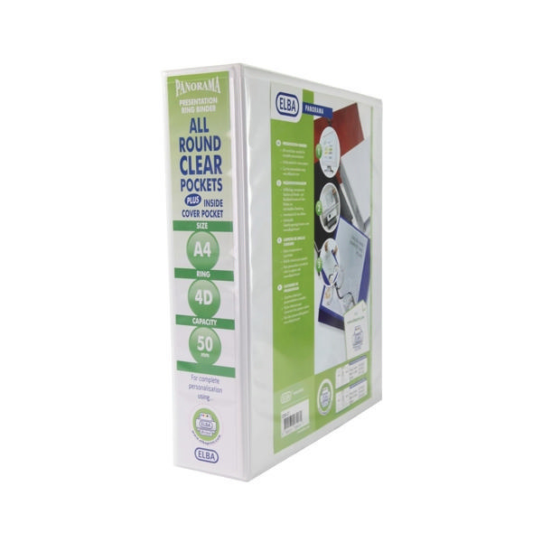 Elba A4 50mm 4 D-Ring Presentation Binder White [Pack of 10]