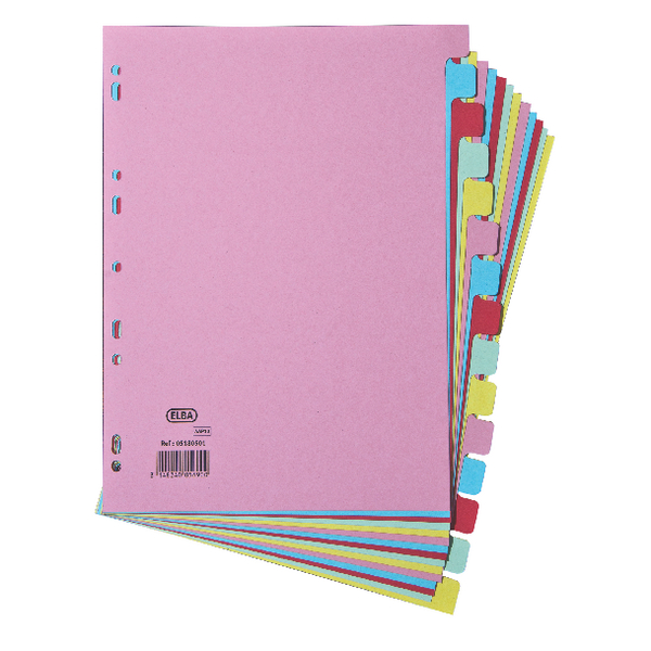 Elba A4 Card Dividers 15 Part Multi-Coloured