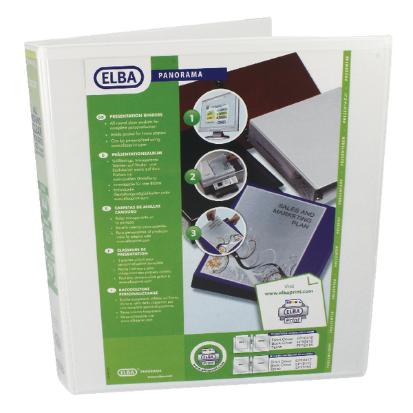 Elba Panorama Presentation Binders A4 2 D-Ring 25mm White [Pack of 6]
