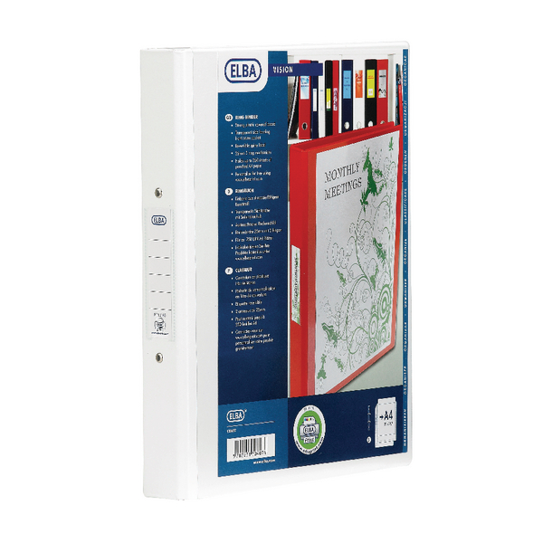 Elba 4 Ring Binder PVC A4 White