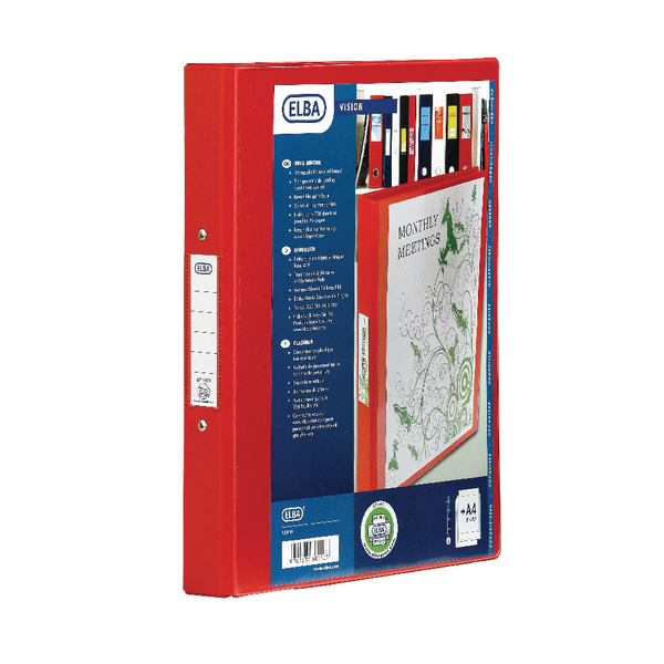 Elba Vision 2-Ring Binder A4 25mm Red