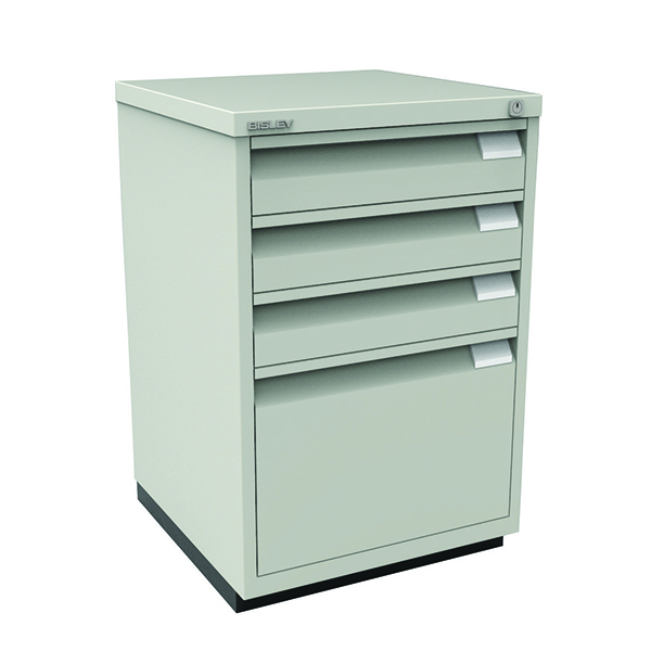 Bisley Filing Cabinet 3 Small Drawer plus 1 Large Drawer Grey