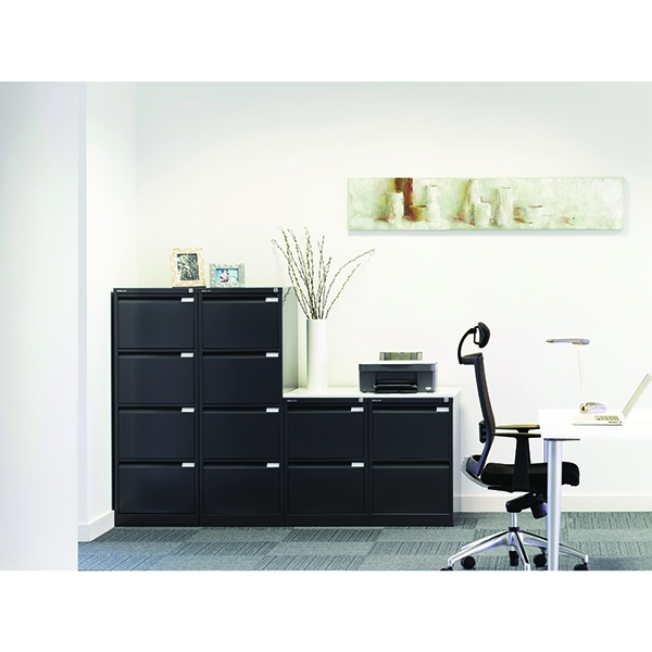 Bisley Filing Cabinet 2 Drawer Lockable Flush Black