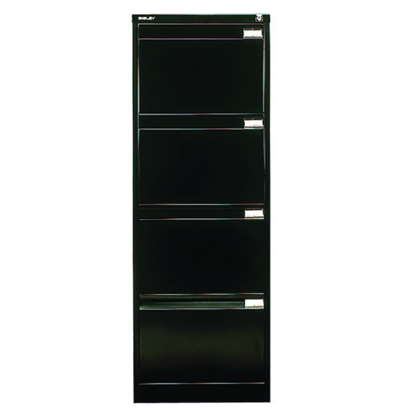Bisley Filing Cabinet 4 Drawer Lockable Flush Black