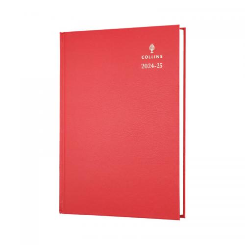 Collins A5 2025-2026 Academic Diary Day Per Page with Appointments Red
