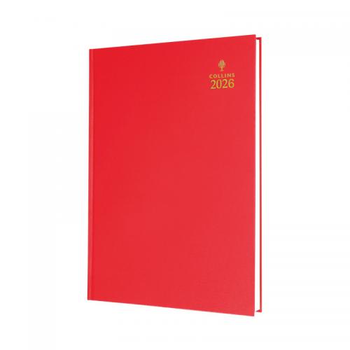 Collins A5 Desk Diary Day per Page 2026 Red