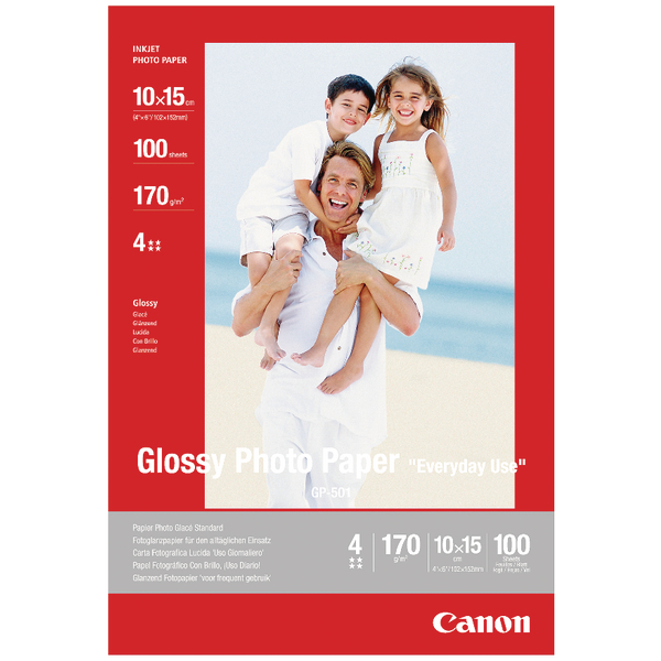 Canon Glossy Photo Paper 4x6 Inches [Pack of 100]