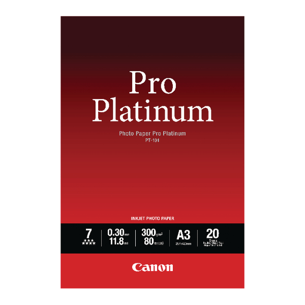 Canon PT-101 Pro Platinum Photo Paper A3 [Pack of 20 Sheets]