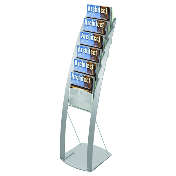 Deflecto 6 Pocket Floor Stand Silver