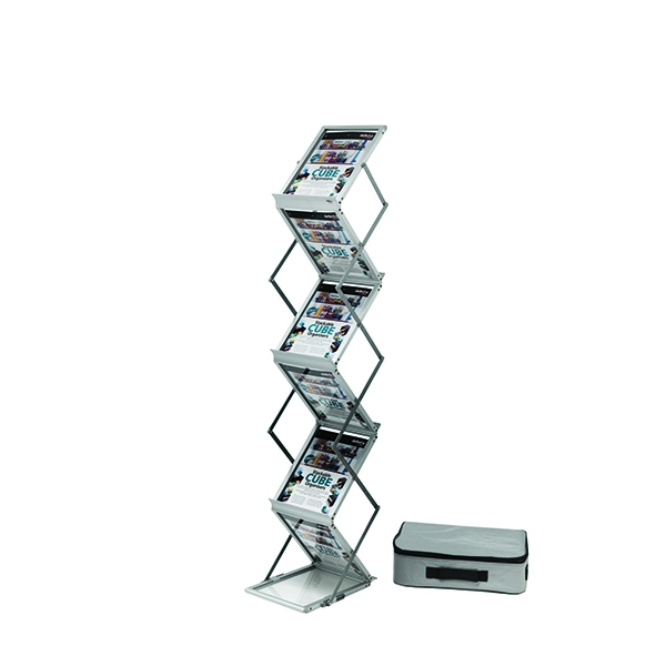 Deflecto A4 Folding Brochure Stand with Carry Case Silver