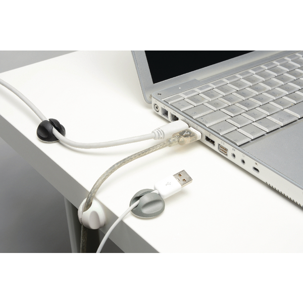 D-Line Cable Tidy Bases White, Grey and Black [Pack of 6]