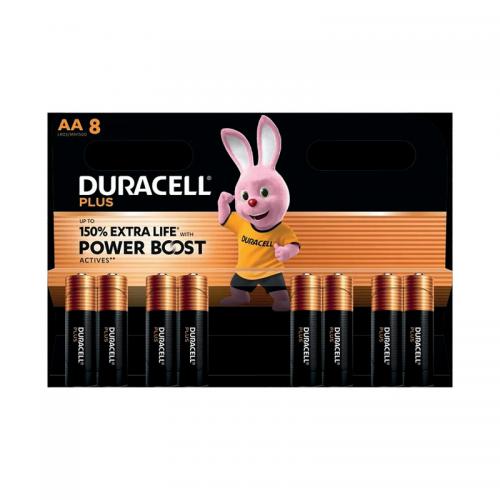 Duracell AA Plus Alkaline 150 percent Extra Life Power Boost 1.5V [Pack of 8]