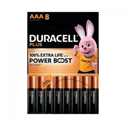 Duracell AAA Plus Alkaline 150% Extra Life Power Boost 1.5V [Pack of 8]