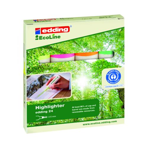 Edding E24/4 EcoLine Highlighter Assorted [Pack of 4]