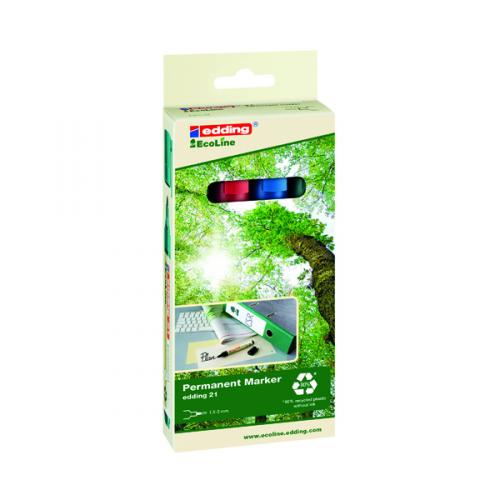 Edding E21/4 EcoLine Permanent Marker Assorted [Pack of 4]