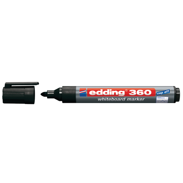 Edding 360 Drywipe Black Marker [Pack of 10]