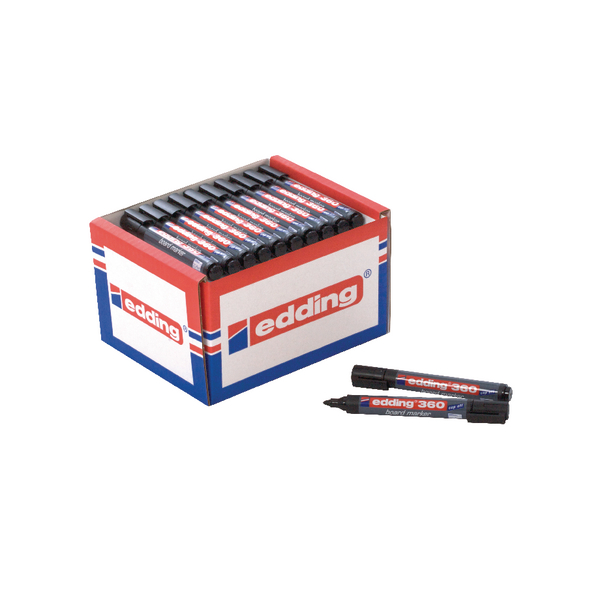 Edding 360 Drywipe Black Marker [Pack of 50]