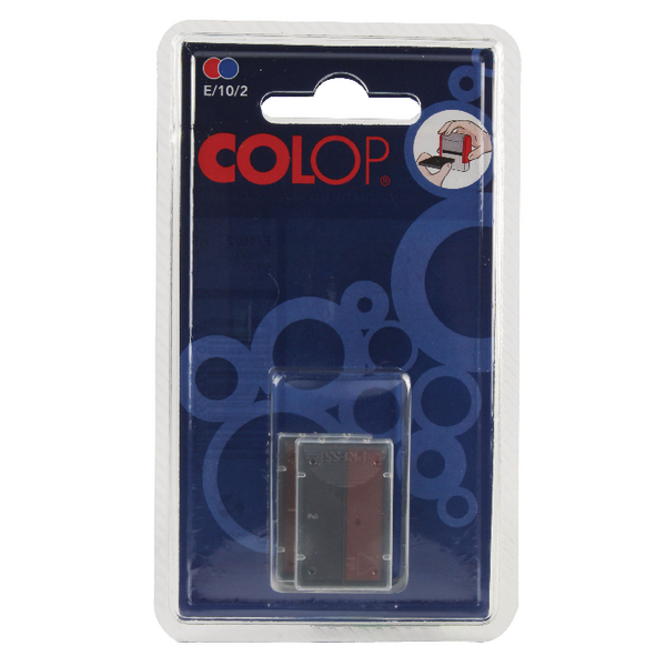Colop E/10/2 Replacement Ink Pads Blue and Red [Pack of 2]
