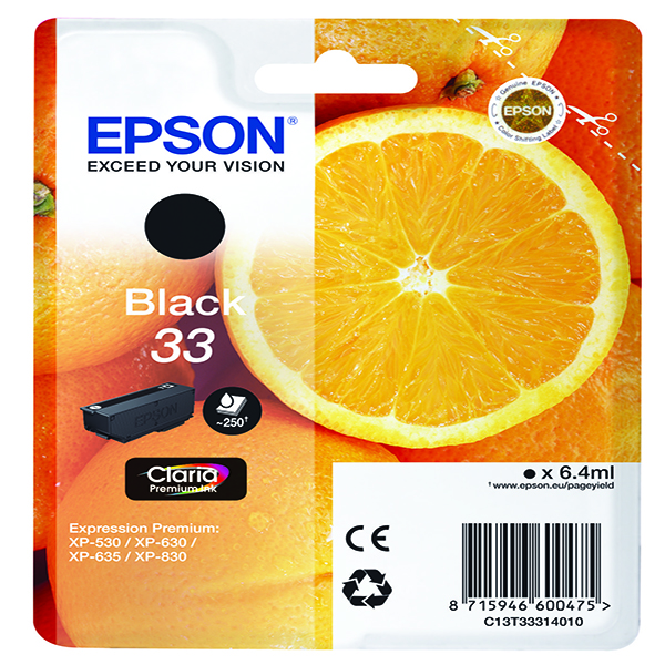 Epson 33 Black Inkjet Cartridge C13T33314010 / T3331