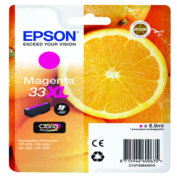 Epson 33XL High Yield Magenta Inkjet Cartridge C13T33634010 / T3363