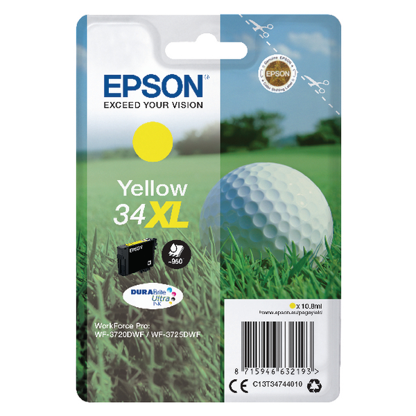 Epson Singlepack Yellow 34XL DURABrite Ultra Ink