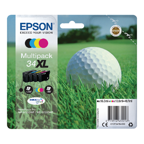 Epson 34XL Multipack 4 Ink Durabrite Ultra Cartridges