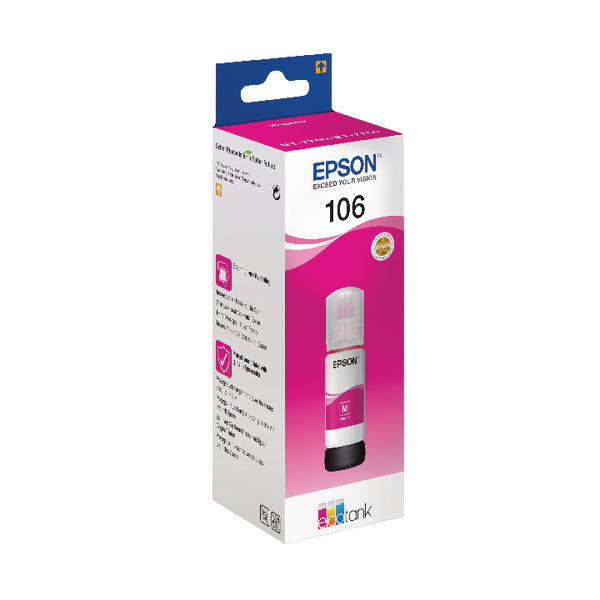 Epson 106 EcoTank Magenta Ink Bottle C13T00R340