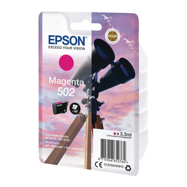 Epson Singlepack 502 Ink Magenta C13T02V34010