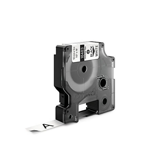 Dymo Tape Polyester Black on White 9mm