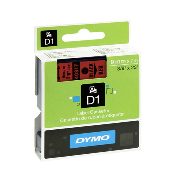 Dymo D1 Labels 9mm Black on Red