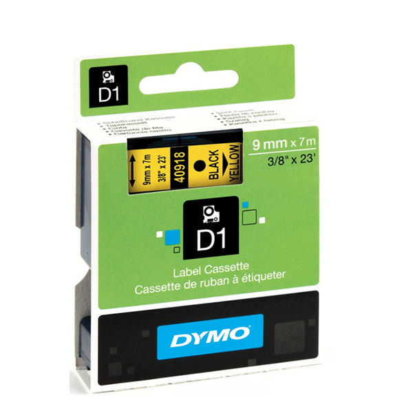 Dymo D1 Labels 9mm Black on Yellow