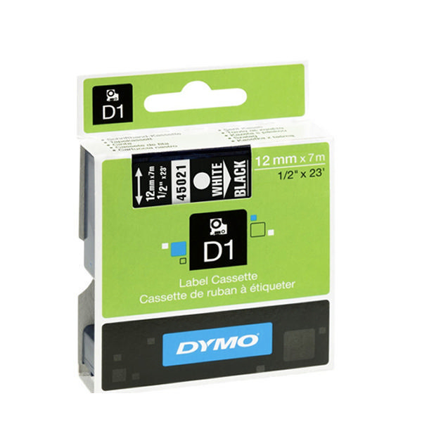 Dymo D1 Labels 12mm White on Black