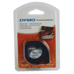 Dymo Letratag Plastic Tape 12mmx4m Black on Silver