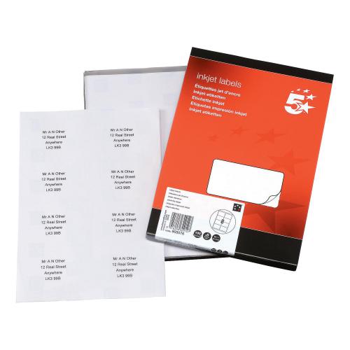 Officeteam Labels Office Addressing Labels Inkjet 8 per Sheet 99.1x67.7mm White 800 ...