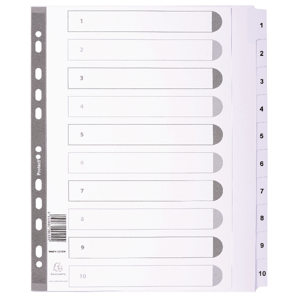 Guildhall Mylar Index 1-10 A4 White