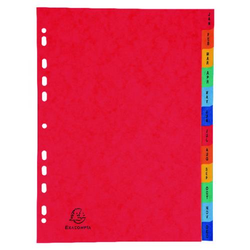 Exacompta Europa Coloured Pressboard Index 12-PART January-December A4
