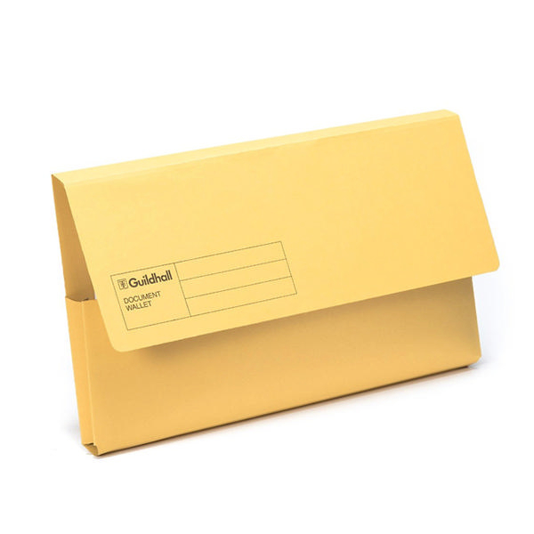 Guildhall Document Wallet Yellow 32mm [Pack of 50]