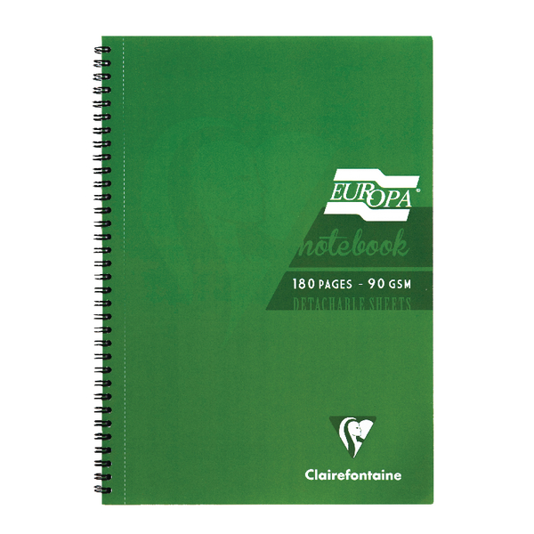 Europa A5 Notebook 180 Pages Green [Pack of 5]