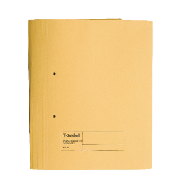 Guildhall Transfer Spring Pocket File Yellow [Pack of 25]