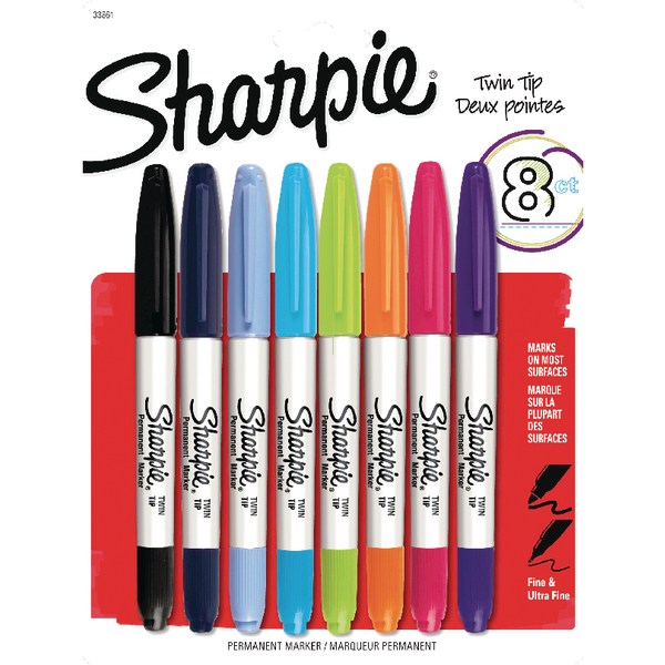 Sharpie Twin Tip Permanent Markers Assorted [Pack of 8]