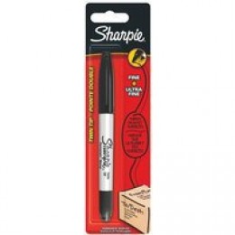 Sharpie Twin Top Permanent Marker Black Blister Pack [Pack of 12]