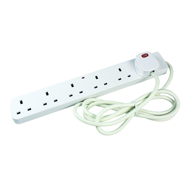 CED 6 Gang Surge Protection Extension Lead White