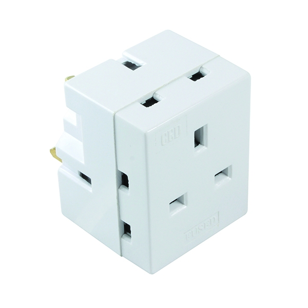 CED 3 Way Adaptor Fused 13 amp White