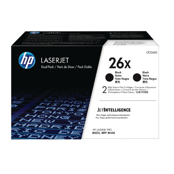 HP 26X High Yield Black Laserjet Toner Cartridge Twin Pack alternative image 1