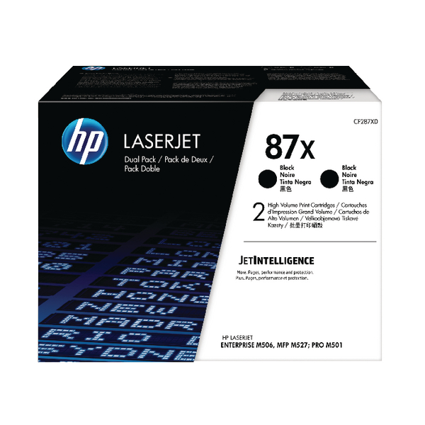 HP 87X High Yield Black Laserjet Toner Cartridge CF287XD [Pack of 2] alternative image 1