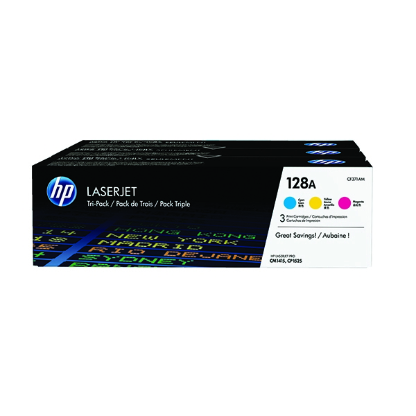 HP 128A Toner Cartridge Pack of Cyan, Magenta and Yellow alternative image 1