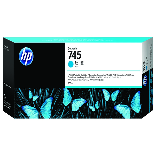 HP 745 DesignJet Ink Cyan Cartridge 300ml alternative image 1